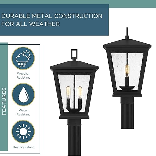 Miniatura 2 de Quoizel JFY9011MBK Joffrey - Poste para exteriores, 2 luces, 120 vatios totales, negro mate