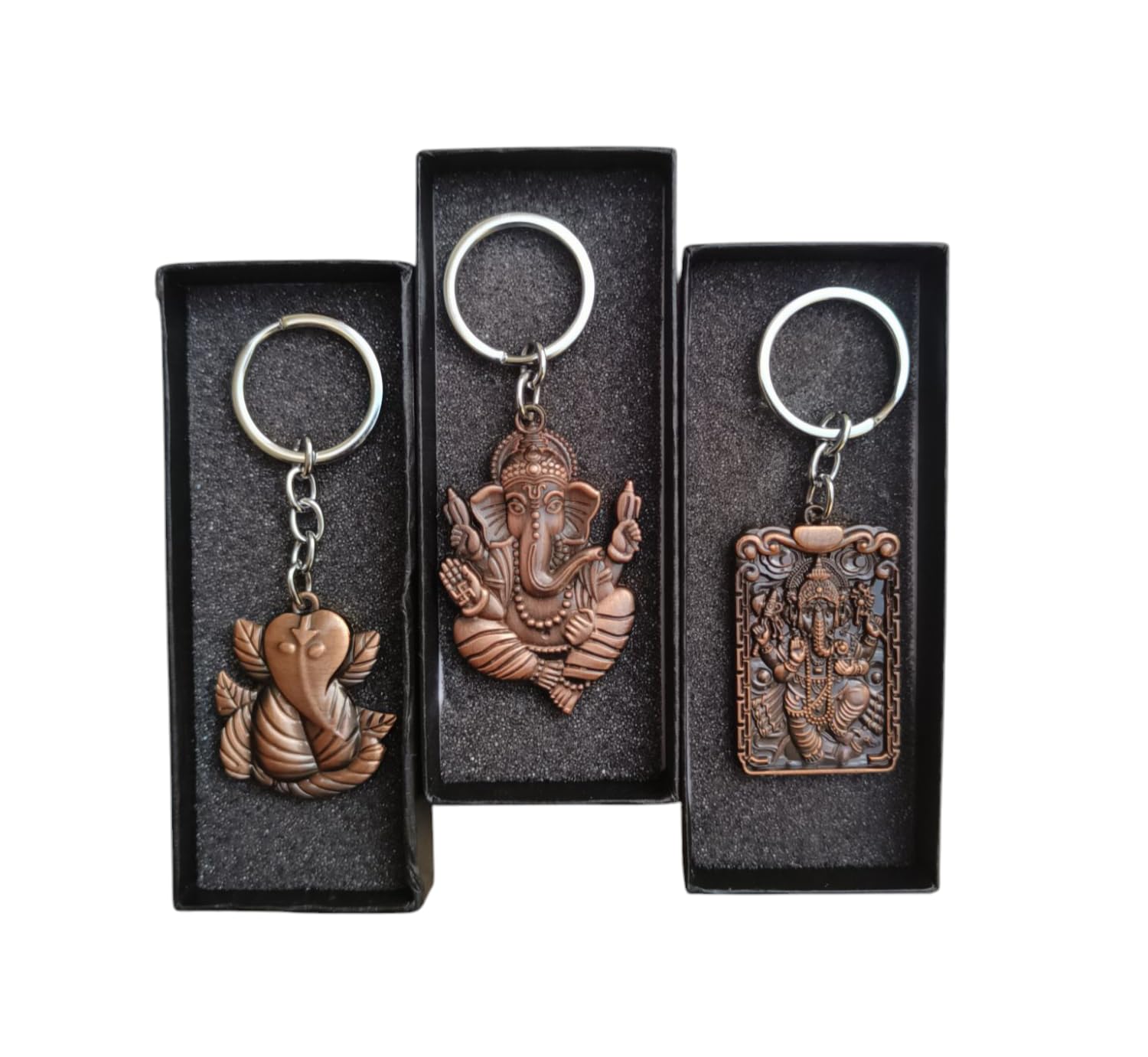 Combo Of Hindu God of Beginnings Lord Shree Ganesh | Shiva' Son | Lord Ganesha Ganpati Metal Keychain (Pack Of 3) (Bronze)-image-19