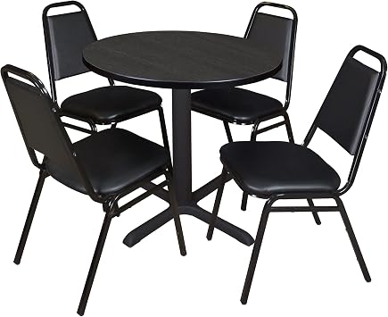 Regency Seating Cain Table & Chair Set, 30", Ash Grey/Black