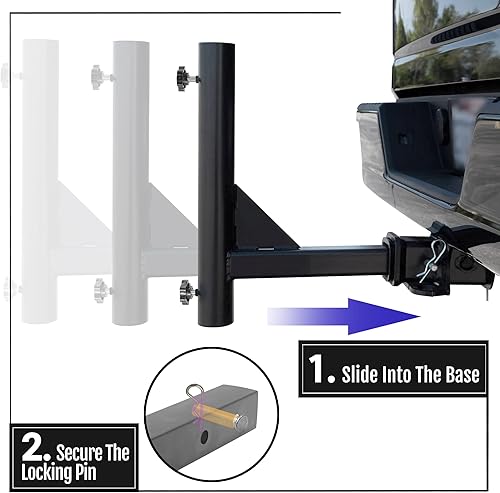 Miniatura 2 de Anley Soporte universal para mástil de bandera para automóvil, compatible con receptor de enganche estándar de 2 pulgadas para camión, Jeep, Van y