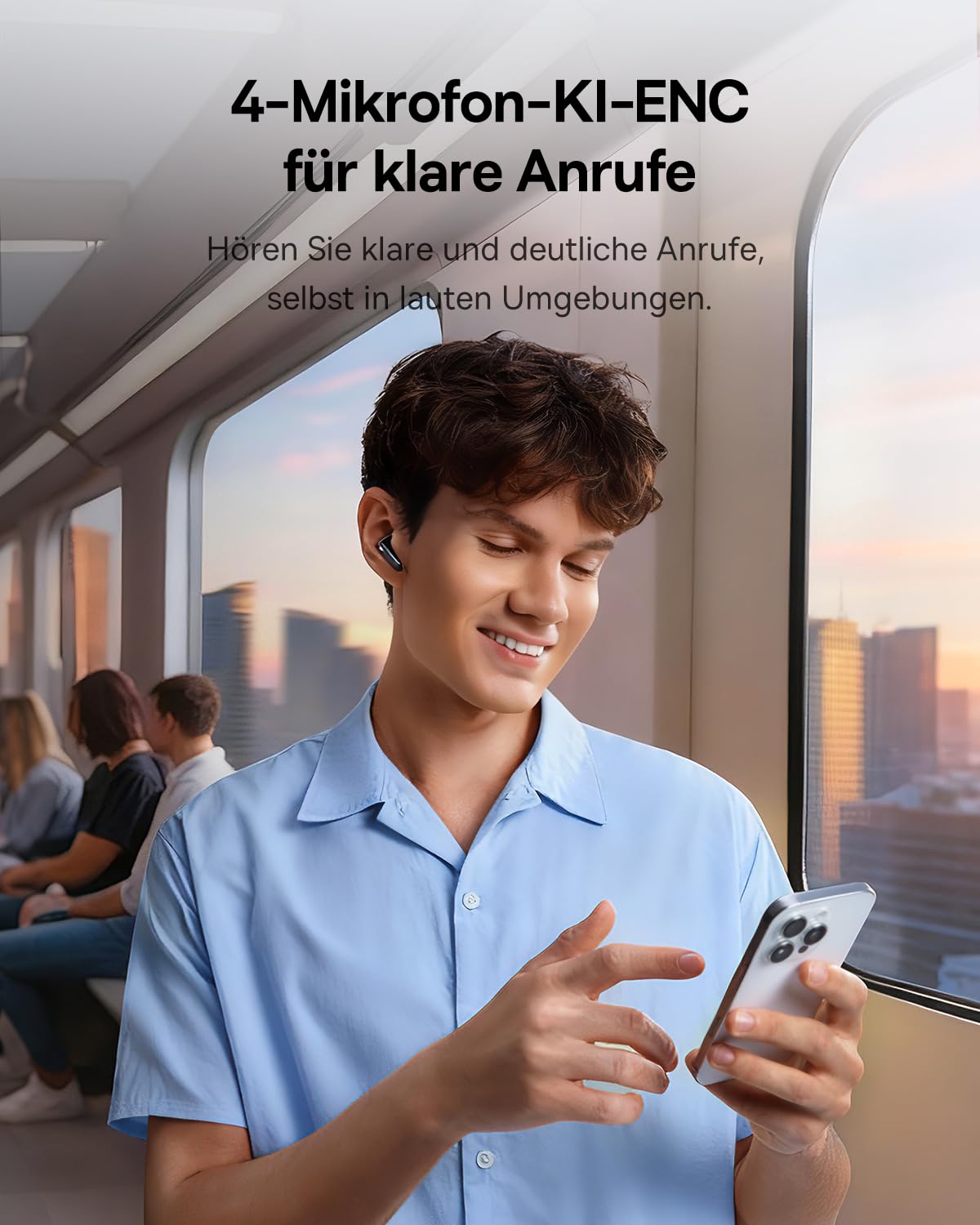 Baseus EP10 NC In Ear Kopfhörer Bluetooth Noise Cancelling, Bluetooth Kopfhörer mit -43 dB ANC, Adaptive Geräuschunterdrückung, Earbuds mit 4-Mic KI Klarer Anruf, IP55, 41H Spielzeit, Bluetooth 6.0
