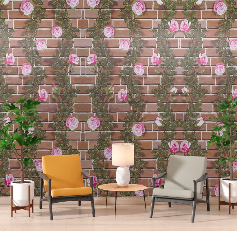 Indian Royals Brown Brick with Pink Flower Design Decorative Self Adhesive Peel and Stick Vinyl Wallpaper for Wall and Home Decor (200 CM X 45 CM) (B09ZHLHVZB) Amazon Price History, Amazon Price Tracker