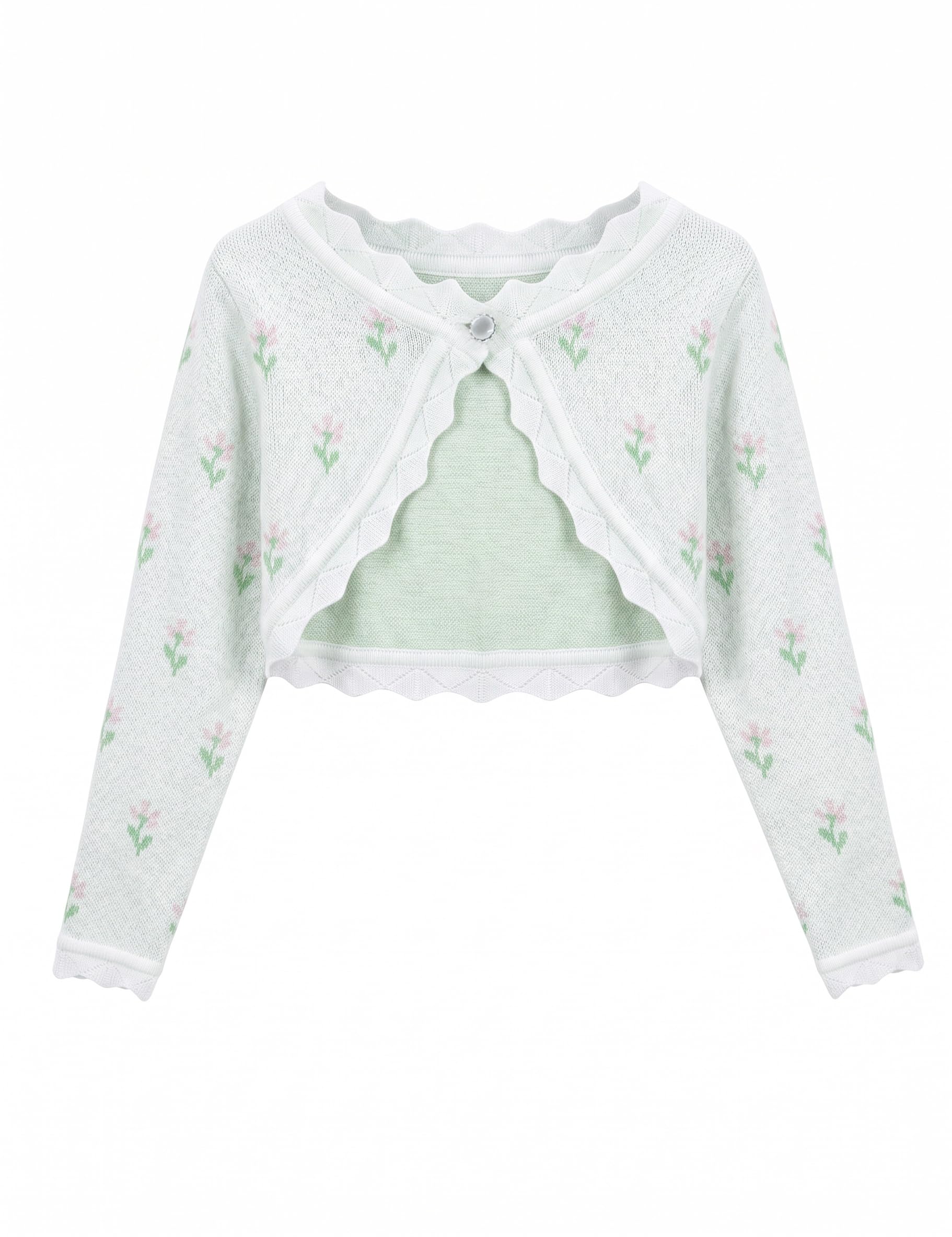 Arshiner Girls Open Front Bolero Shrug Kids Long Sleeve Cropped Elegant Cardigan Knit Sweater