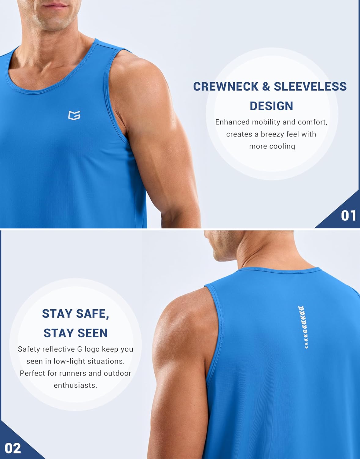 G Gradual Men's Workout Tank Tops Sleeveless Muscle Shirts Summer UPF 50+ Quick Dry Shirts for Men Athletic Running Gym - Image 6