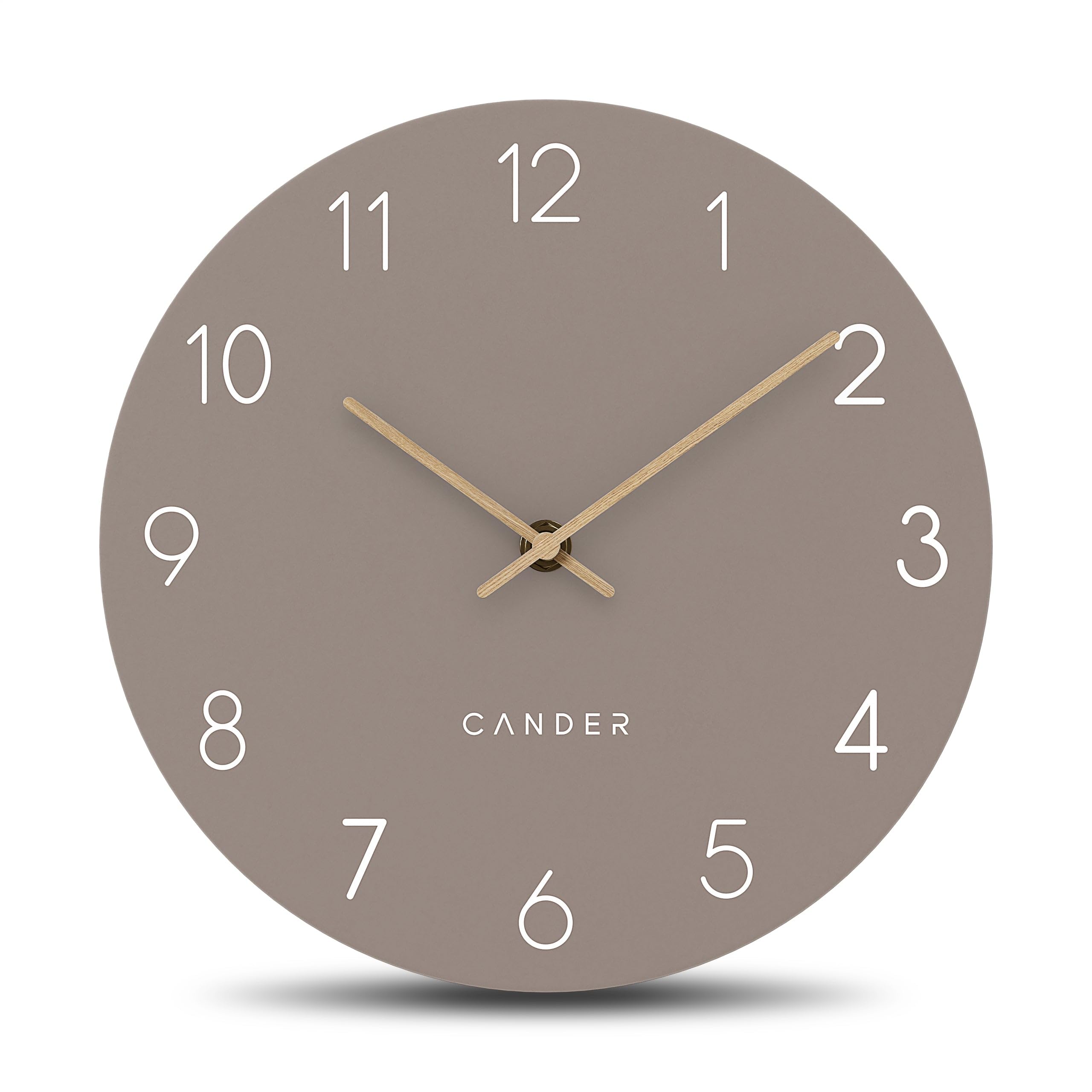 Cander Berlin MNU 2625 P Wall Clock Silent No Ticking 25 cm Analogue Kitchen Living Room Modern Vintage Warm Grey MDF-image-40