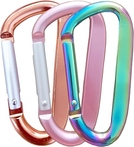 Miniatura 7 de Lindo clip de mosquetón, anillo Caribeener D de aleación de aluminio de 3 pulgadas, gancho de resorte para clip de llavero