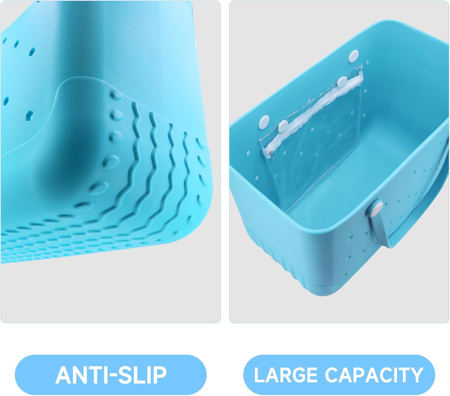 X-Large Waterproof Sandproof Rubber Beach Tote Bag with Zipper Pocket and Phone Kickstand Cup - Image 4