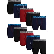 AND1 Mens Boxer Briefs - 10 Pack Stretch Performance 6" Inseam Breathable Mens Underwear with Functional Fly Pouch