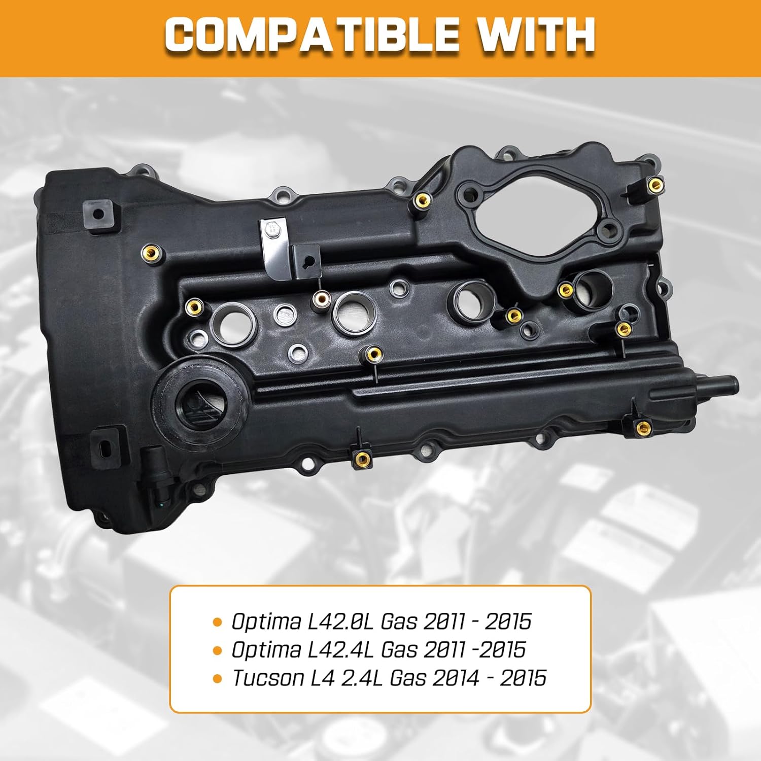 22410-2G710 Automotive Replacement Engine Valve Covers Compatible with Kia Optima 2011-2015, Sportage 2011-2016, Sorento 2012, Hyundai Tucson 2014-2015, 2.0L 2.4L