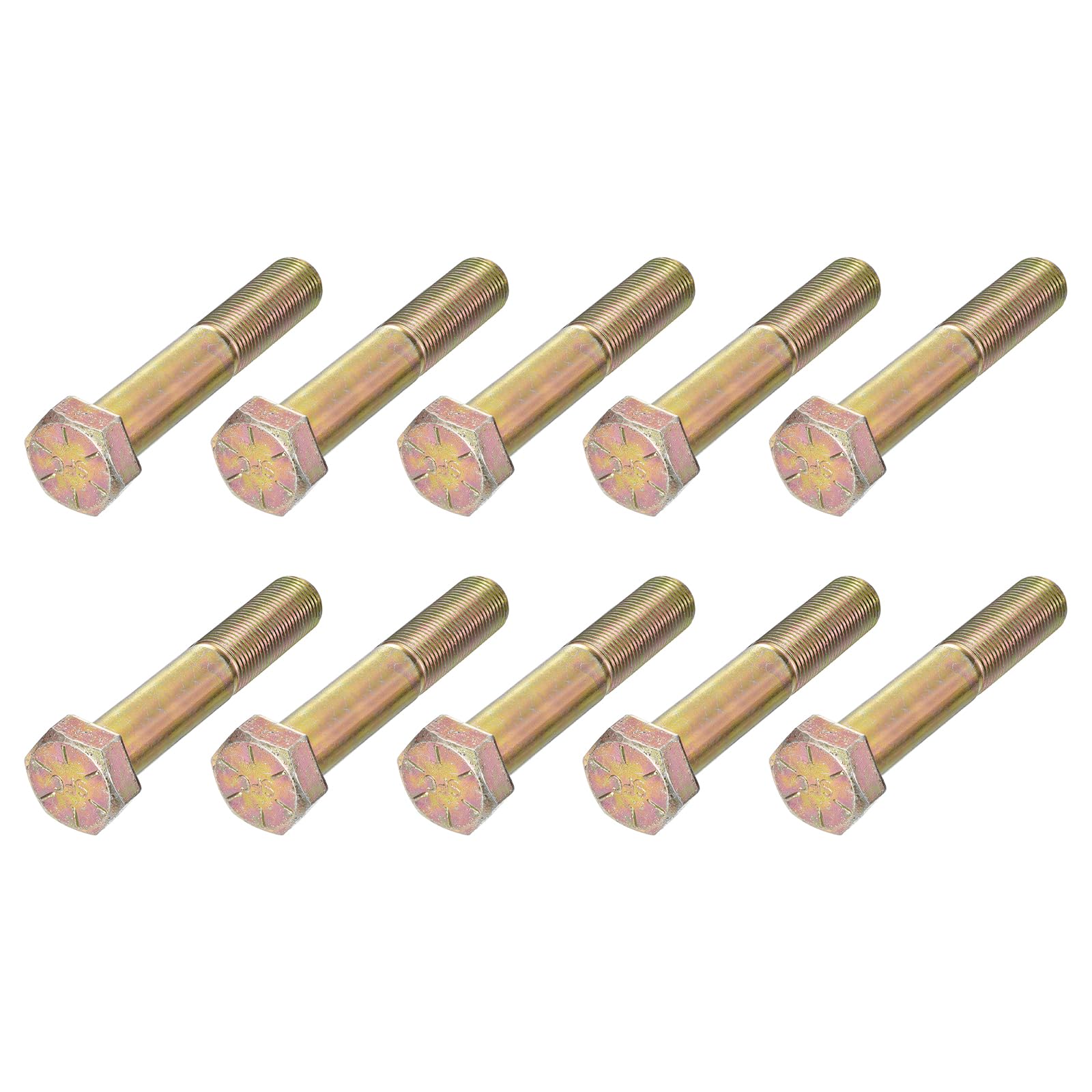 METALLIXITY Hex Bolts (5/8-18x4") 10Pcs, Carbon Steel Zinc Plated Partial Threaded, UNF Fine Thread Hex Head Screw Bolt