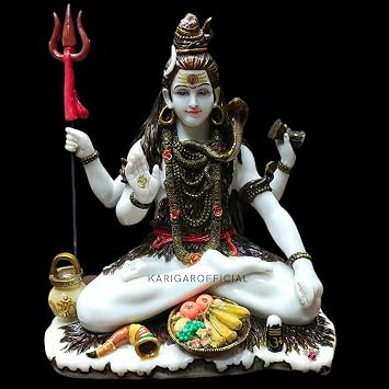 Shiva Statue, Large 21 inches Shiv Murti, Hindu Yogi God Mahadev Idol, Big Marble Shankar Sculpture, Bholenath Figurine, Supreme Lord of meditation, Living Room Temple Pooja Housewarming Gifts