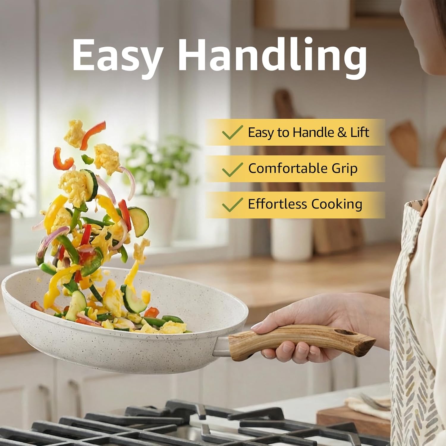 25Pcs Pots and Pans Set Non Stick, Ceramic Cookware with Titanium-Reinforced Nonstick Coating, PFAS-Free & Induction Ready, Long-Lasting Performance, Full Kitchen Set with 3 Casseroles