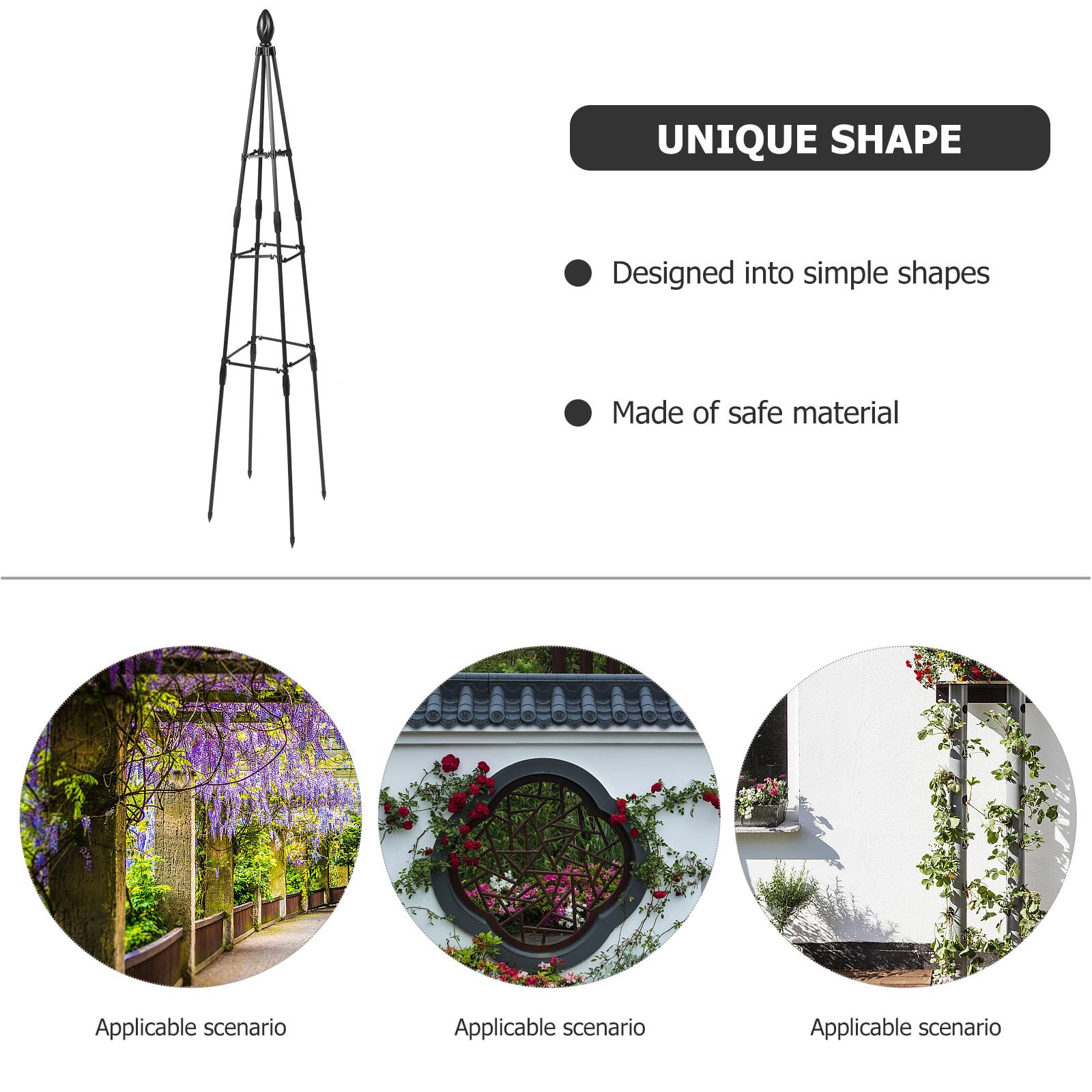 Didiseaon Soporte para Plantas Trepadoras Enrejado Metálico Triangular 120 CM Estructura Reforzada para Jardín y Macetas Soporte para Flores y Pérgolas Uso en Patio y Césped