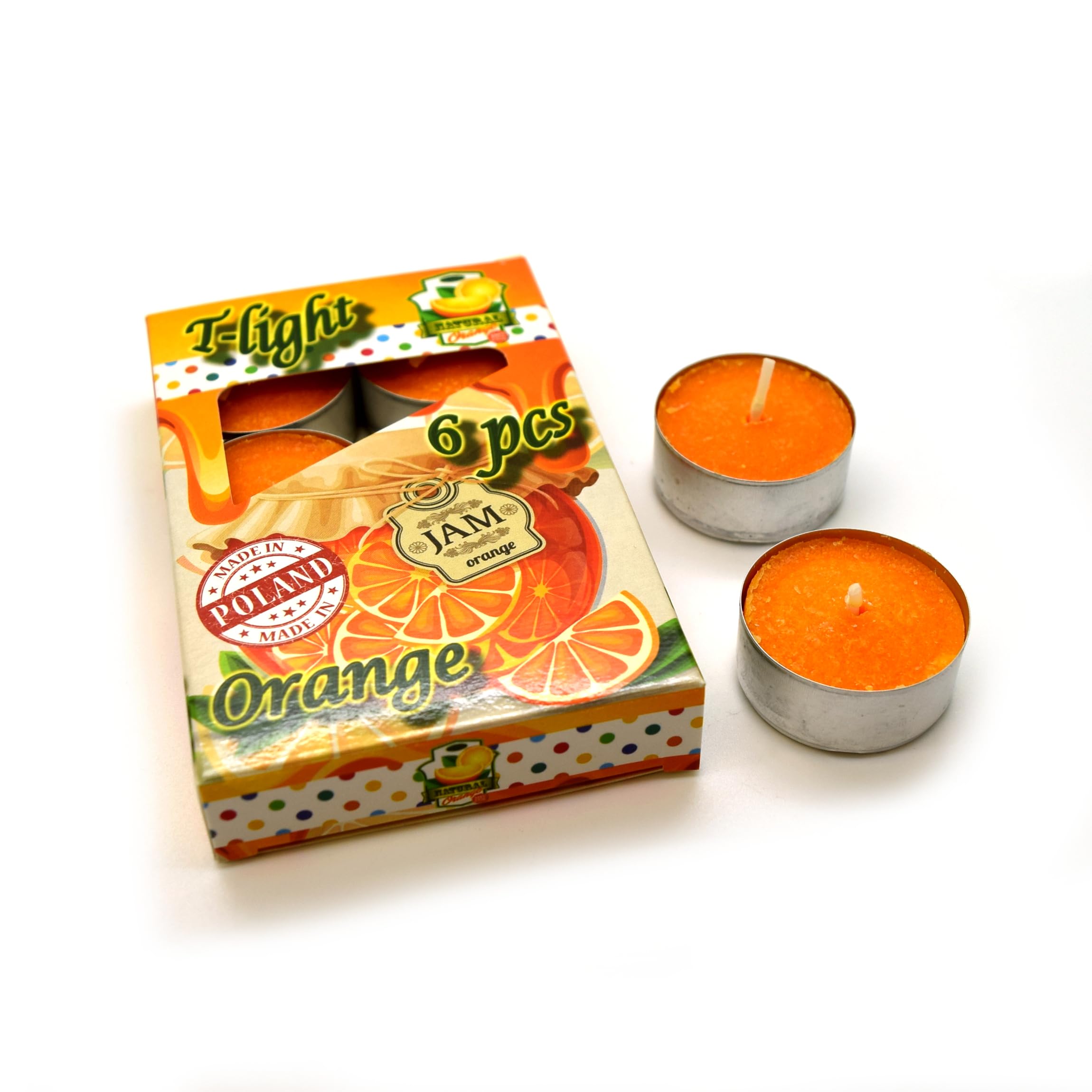 Soladirect Orange Scented Tea Lights - Pack Of 6, Decorative Household Candles, Clean Burn, 4 Hours Long Burning Time (Orange)