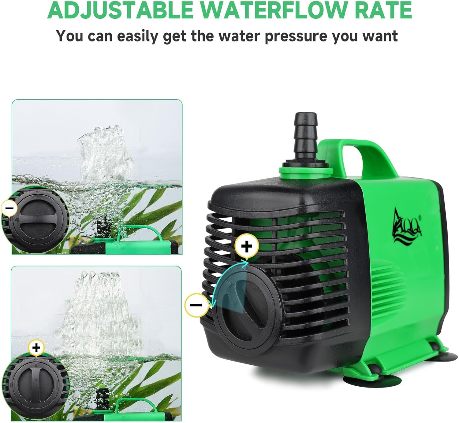 AQQA Submersible Water Pump, 3000L/H Adjustable Ultra Quiet Water Pump for Water Feature, 2.5m High Lift for Fountains Pump for Fish Tank Hydroponics, Small Pond, Waterfalls, Aquariums 4 71N9VGdiZtL. AC SL1500