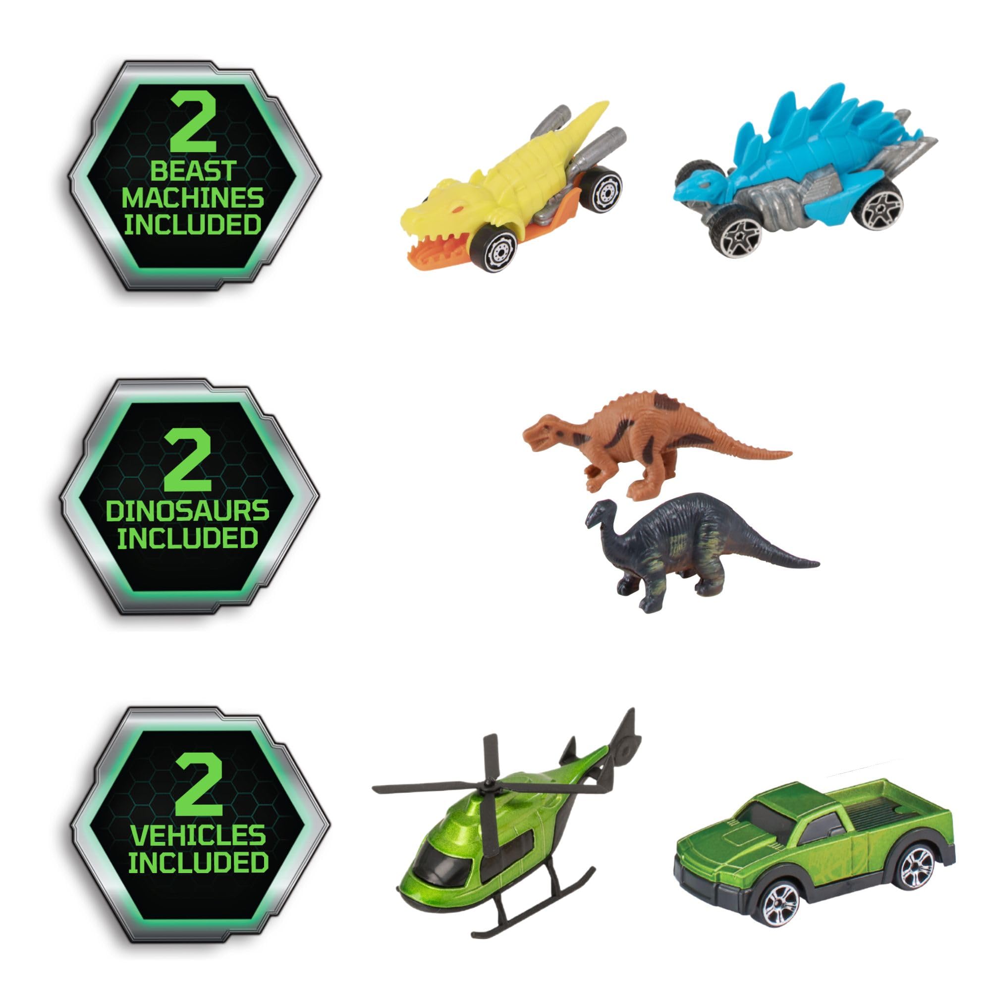 Teamsterz Beast Machines Transporter | Światło i dźwięk z miniaturowymi samochodami, Samochodami Dinozaurami i Figurkami Dinozaurów | Strzelanie do T-Rex z pociskami | 3 lata i więcej