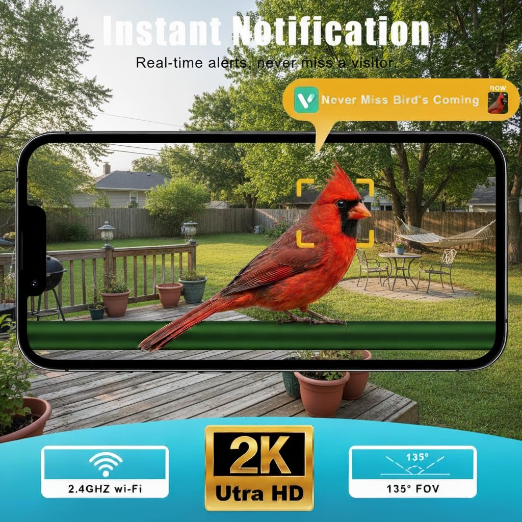 Comedero para pájaros de ventana con cámara, comedero inteligente transparente para exteriores, 2K HD Live View y AI Bird 10000+, comedero de ventana para pájaros con 6 ventosas