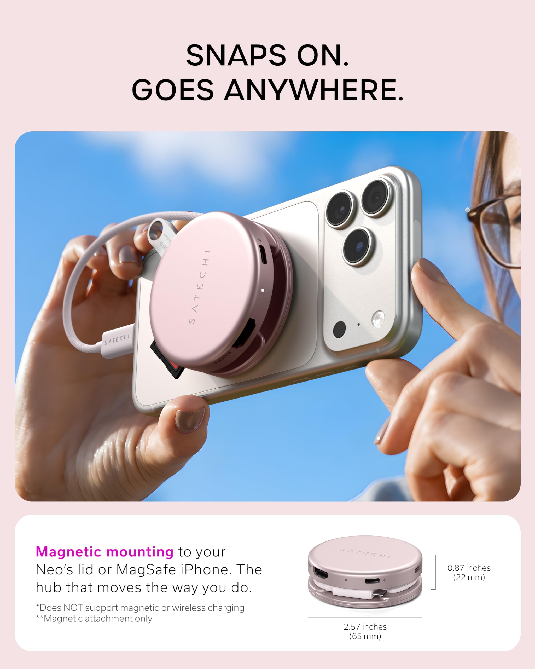 SATECHI Bundle Hub USB-C OntheGo 5 en 1 y Hub USB-C Snap 6 en 2 (Rosa Nube) Bundle