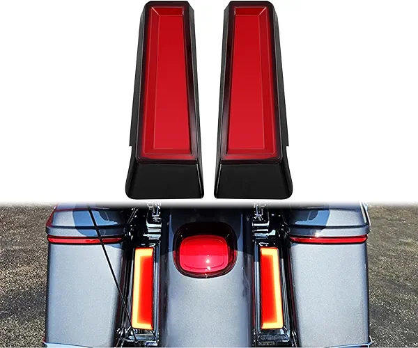 Saddlebag Filler Lights Auxiliary Lights LED Running Brake Lamp Turn Signals Fit For Harley Touring Steet Glide Road Glide Road King Special 2014-2023 (Cplor:Black and Red)
