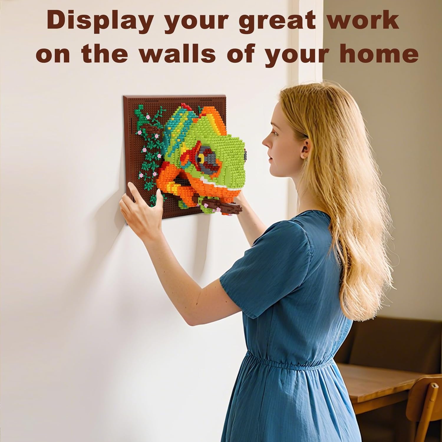 3D Wall Art Chameleon Animal Micro Building Blocks Set for Adults, 2688 PCS, Unique Home Decor & Creative Table Display, Creative Gift Toy for Art Enthusiasts And People Who Love Building Blocks - Image 7