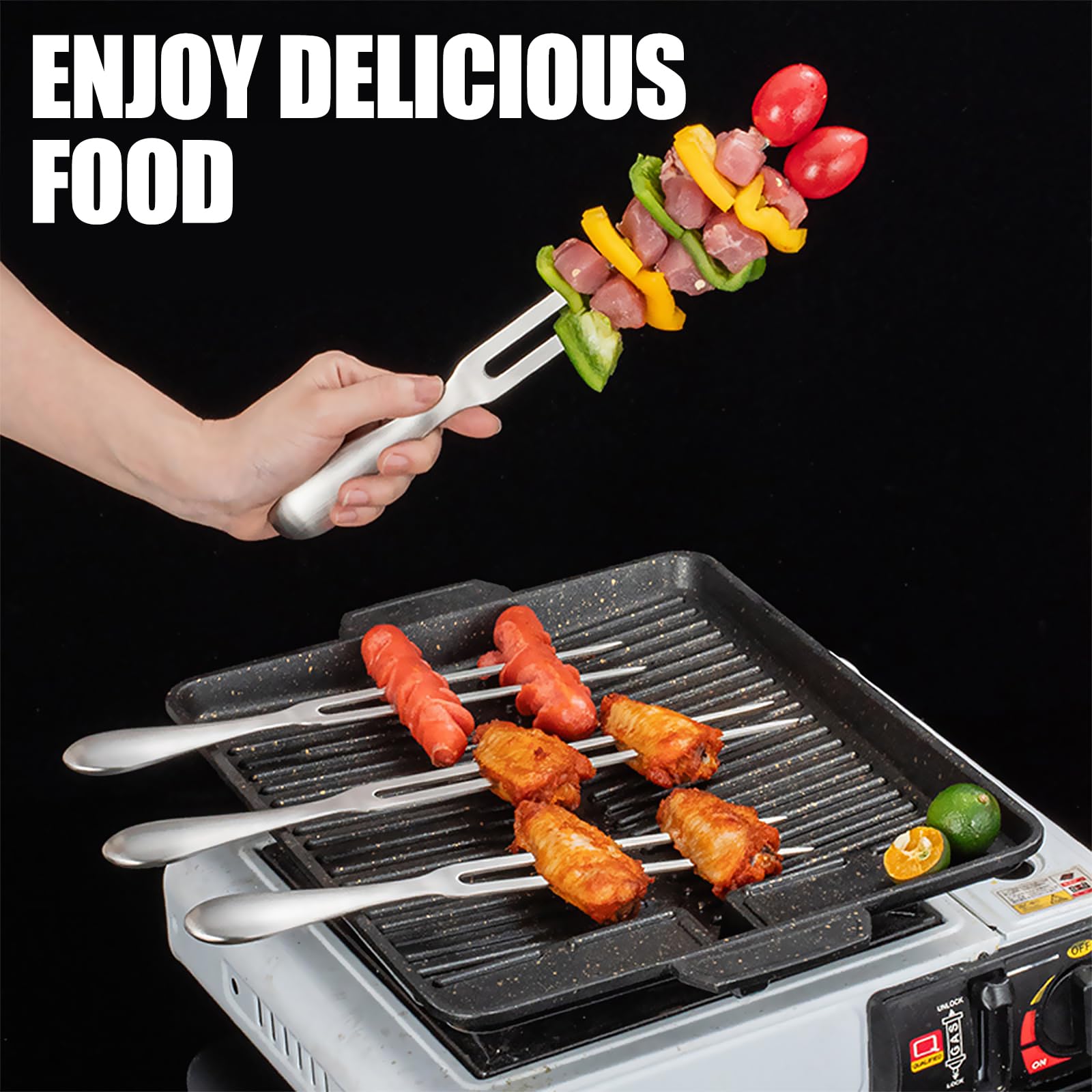 Tenedor de Barbacoa de Acero Inoxidable, 28 cm Tenedor para Trinchar Profesional, Tenedores de Carne de Acero Inoxidable, Apto para Lavavajillas, para Barbacoa, Cocina, Pavo, Asado y Cena