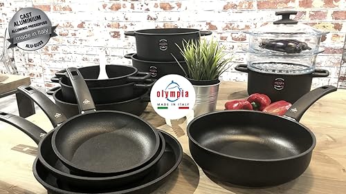 Miniatura 4 de Olympia Supreme - Sartén profunda de 9.4 pulgadas con 2 asas laterales y tapa de cristal, fabricada en Italia