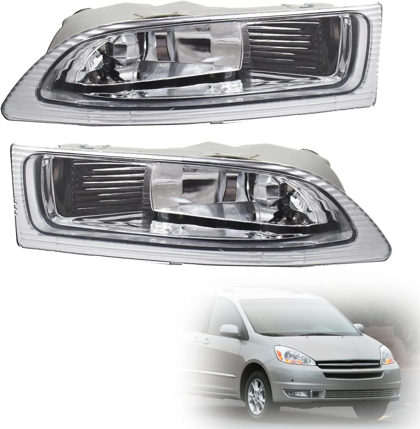 2-Pack Fog Lights Fog Lamps Assembly Driver and Passenger Side Replacement for Sienna 2004 2005
