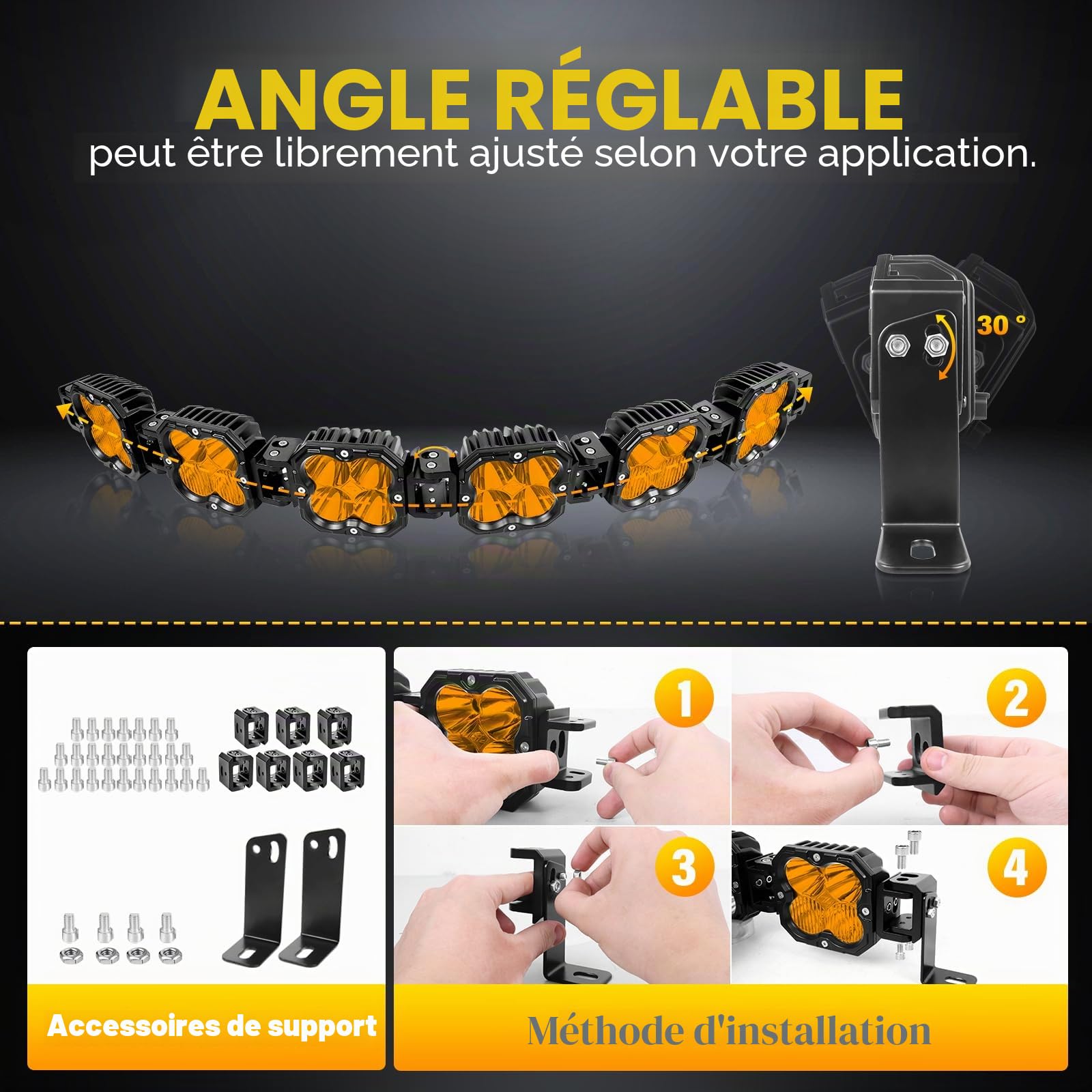 RIGIDON Barre de LED 4x4, 12V DT Faisceau kit, 40 Pouces 102cm 180W 15000lm | longue portée, étanche, 3000K ambré, barre lumineuse led, phare de travail, pour offroad Véhicules Voiture camions ATV UTE