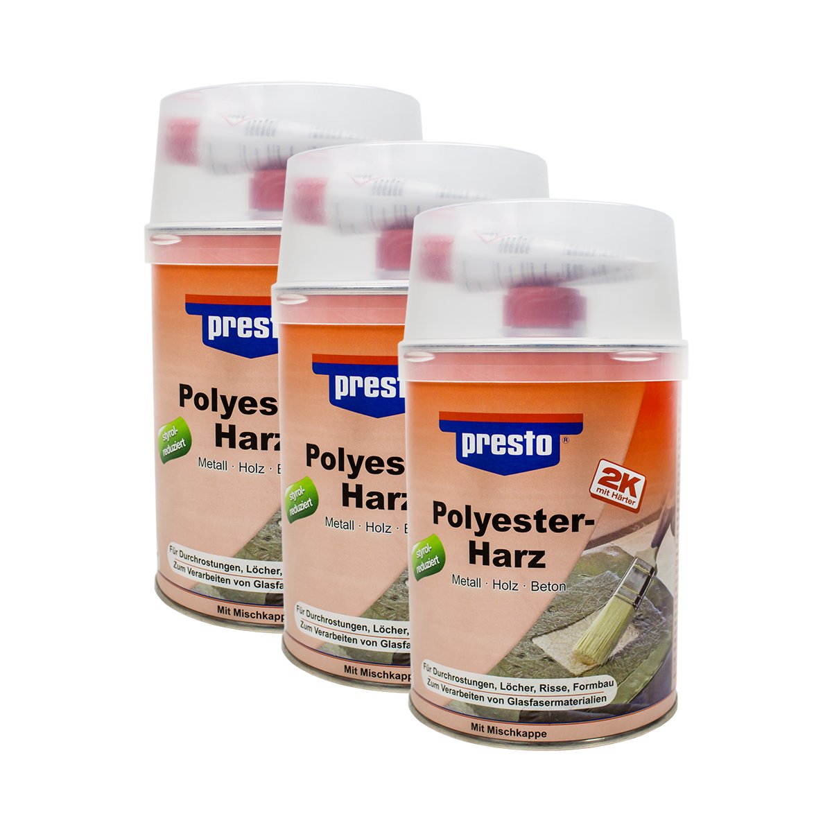 Presto 3X 600528 POLYESTERHARZ Metall Holz Beton ELASTISCH RAKTIV 1000 g
