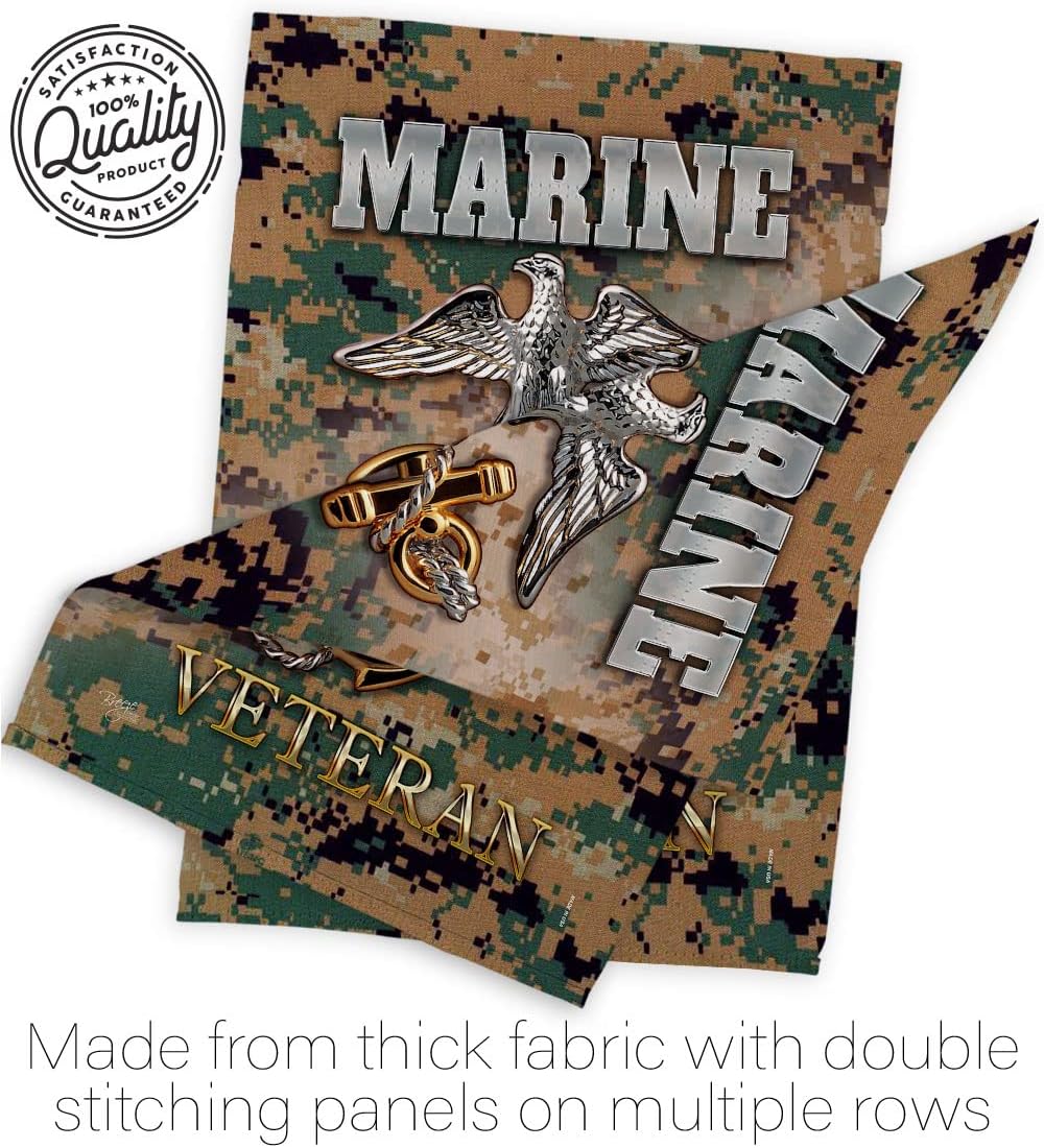 US Marine Veteran House Flag - Armed Forces Corps USMC Semper Fi United State American Military Retire Official - Decoration Banner Small Garden Yard Gift Double-Sided Made In USA 28 X 40