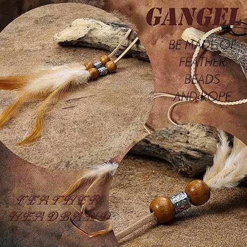 Miniatura 3 de Gangel Diadema de plumas bohemias, diadema hippie para festival, largo, de plumas marrones, accesorios para el cabello para mujeres y niñas