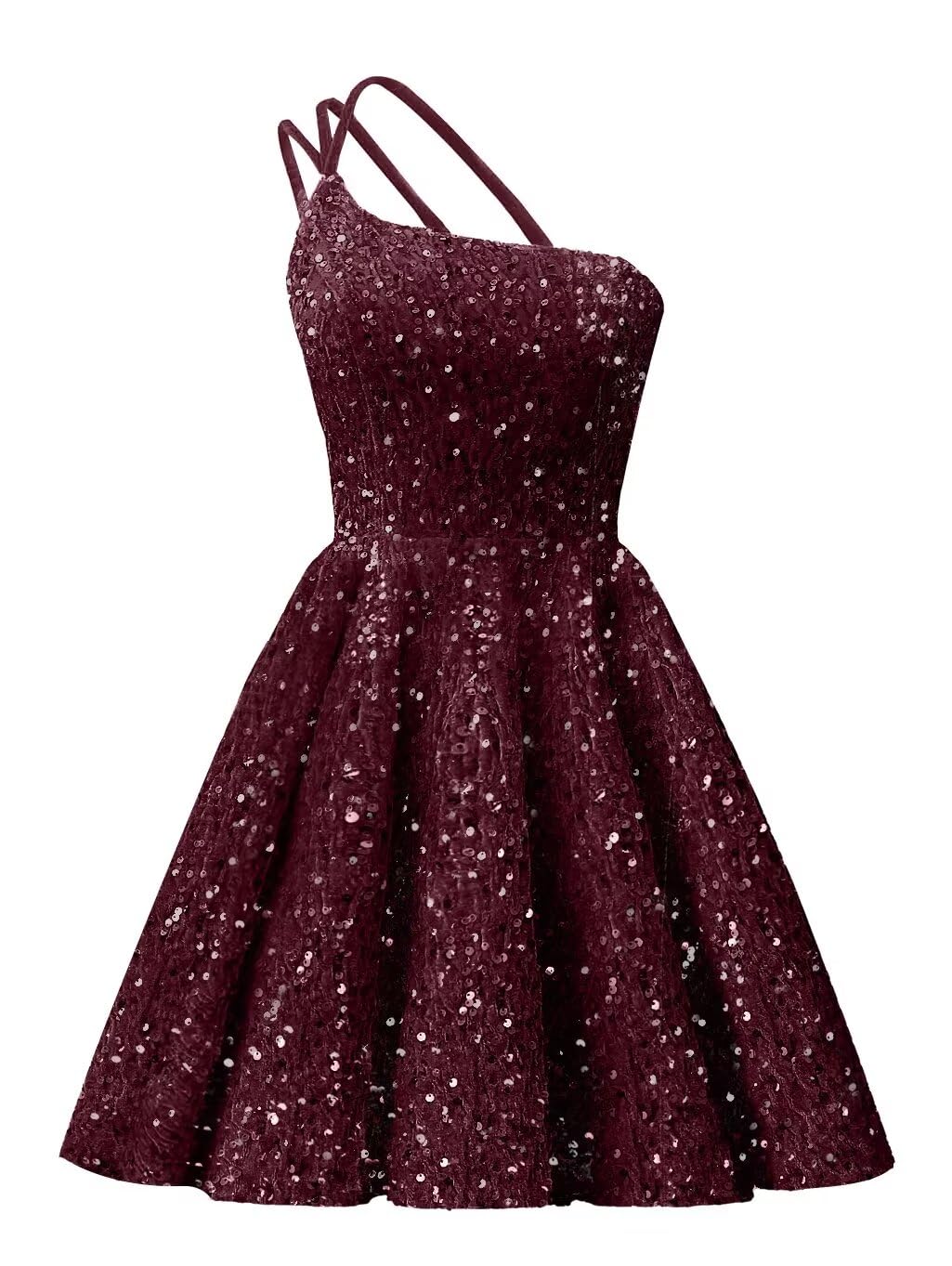 yinyyinhs One Shoulder Sequin Homecoming Dresses for Teens Short Prom Dress 2026 Sparkly A-Line Formal Cocktail Party Gown