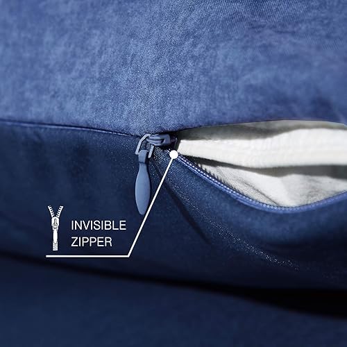 Miniatura 9 de HAPPYMOON Juego de 2 fundas de almohada de microfibra estándar con cremallera, fundas de almohada transpirables con cremallera para cabello y piel,