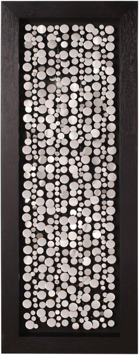 Howard Elliott 64031 Chrome Coins Mounted on Black Frame Rectangular Wall Art