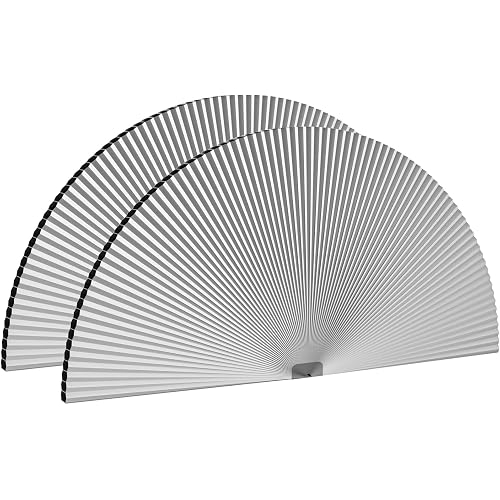 Myshade Arch Window Shades Half Circle Blackout Cellular Shades Cordless No Drill Blinds for Windows Half Moon Honeycomb Fabric No Tools Room Darkening Shades Easy Install (2PCS White 72" W X 36" H)