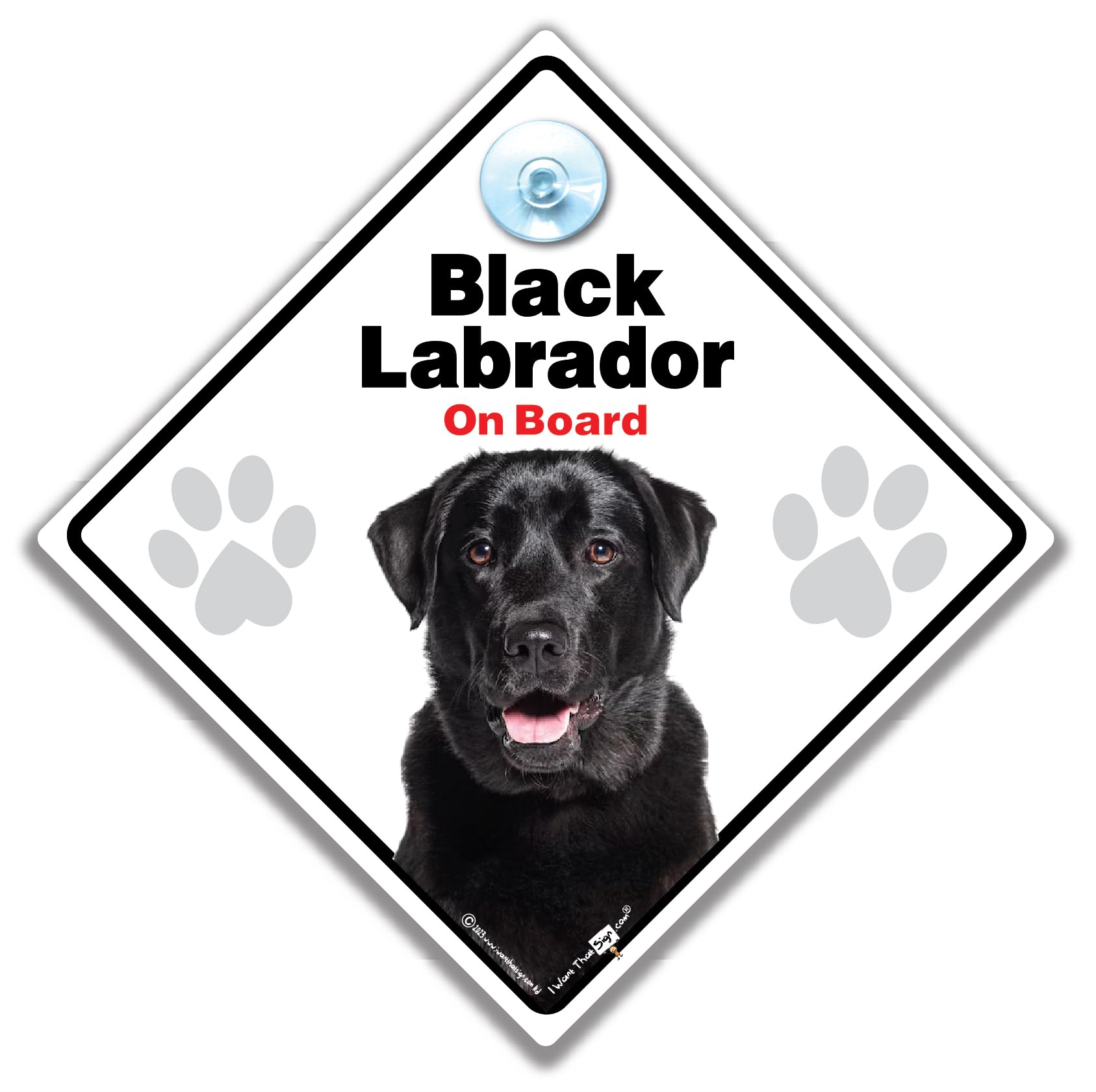 Black Labrador Car Sign With Suction Cup, 14cm, Dog in Vehicle Notice