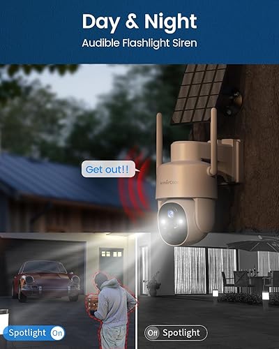 Miniatura 5 de Cámaras de seguridad solares inalámbricas para exteriores, visión de 360 alimentadas con batería con foco de visión nocturna a color, seguridad del