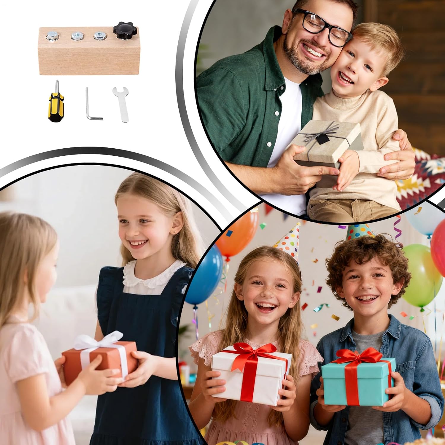 Educational Wooden - Screwdriver Board Set for Birthday | Natural Beechwood with 8 Bolts, Hand Eye Coordination Trainer & Stem Activity Station for Boys, Girls, and Classroom