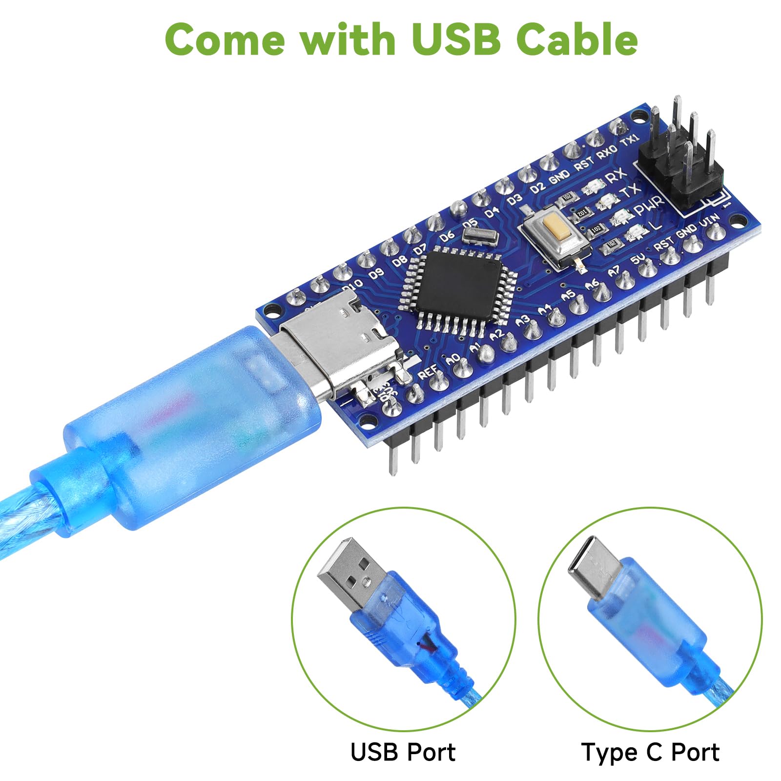 5 Stück Nano mit Kabel 328P MCU CH340G 5V 16MHz