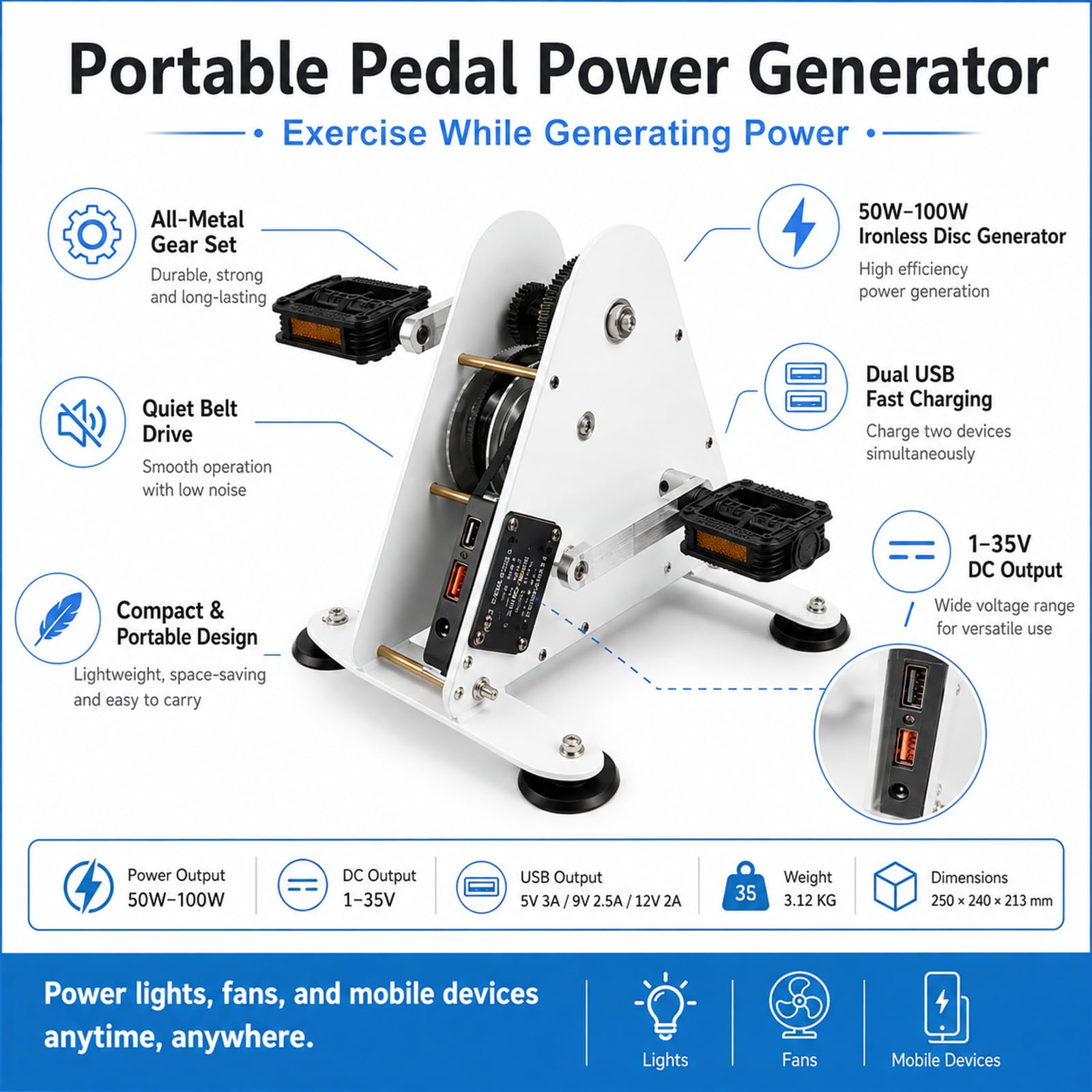 Przenośny generator stóp USB 50W