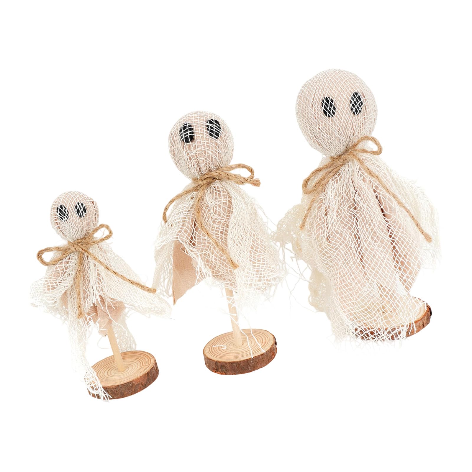 Buxuaaaa This White Of 3 Halloween Specters Figurines User Friendly Fabric Decors With Wooden Base For Home Party Decoration Cotton Specters Decors For Home
