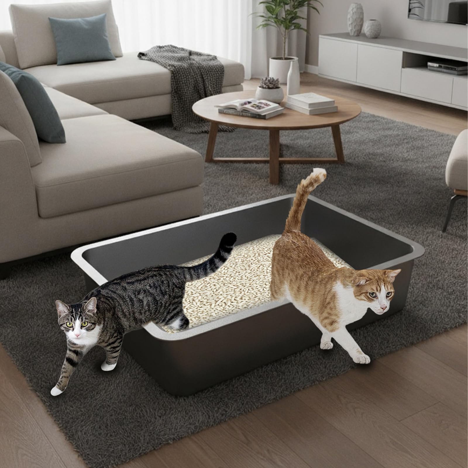 Stainless Steel Sifting Litter Box for Pine Pellets,Sifting Cat Litter Box for Wood Pellets,Extra Large Sifter Litter Pan System with Litte Liners and Scoop-20 ''Lx 13.8''W x 6''H - image 8