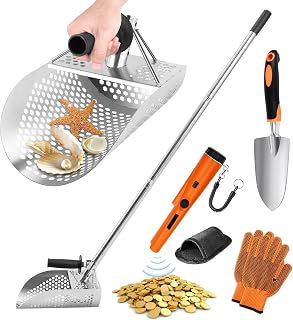 Sand Scoop with Handle&Metal Detector Pinpointer&Shovel for Metal Detecting, Stainless Steel Detector Accessories, Metal Detector Scoop, Metal Detector Accessoriesfor Beach Treasure Hunting