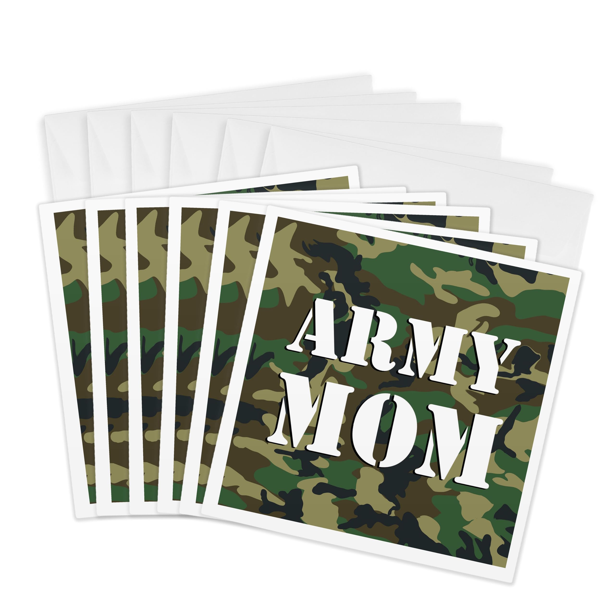 3dRose gc_15405_1 6 x 6-Inch "Army Mom Green Camouflage" Greeting Card (Pack of 6)
