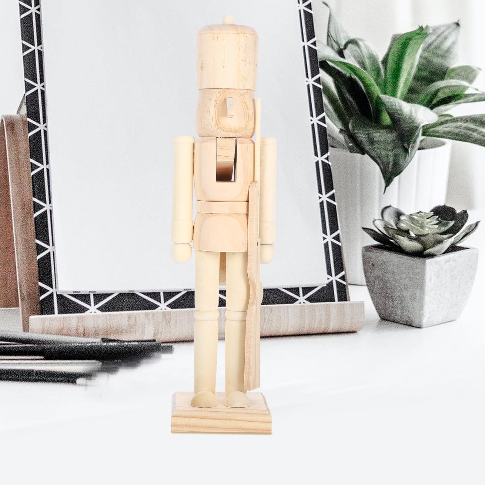 YARNOW Cascanueces de Madera sin Pintar, Figura de Madera en Blanco para Manualidades, Decoración Navideña, Adorno Creativo de Soldado de Nuez