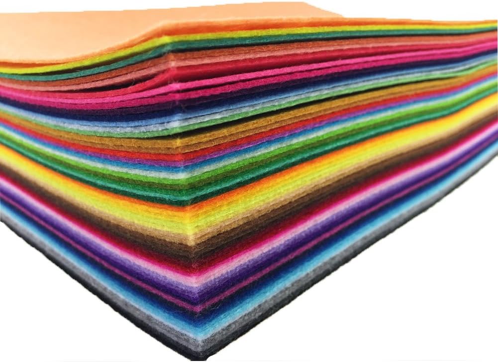 flic-flac54pcs Felt Fabric Sheet Assorted Color Felt Pack DIY Craft Squares Nonwoven (20 x 30 cm)