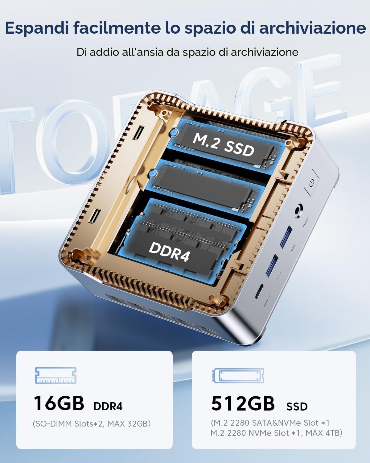 NiPoGi Pinova P2 Mini PC AMD Ryzen 3300U W-11 Pro(4C/4T,fino a 3,5GHz),16GB DDR4 512GB SSD Mini Computer,4K@60Hz Triple Display HDMI+Type-C+DP,Wi-Fi 5/BT 4.2/LAN,Micro PC per Ufficio/Casa