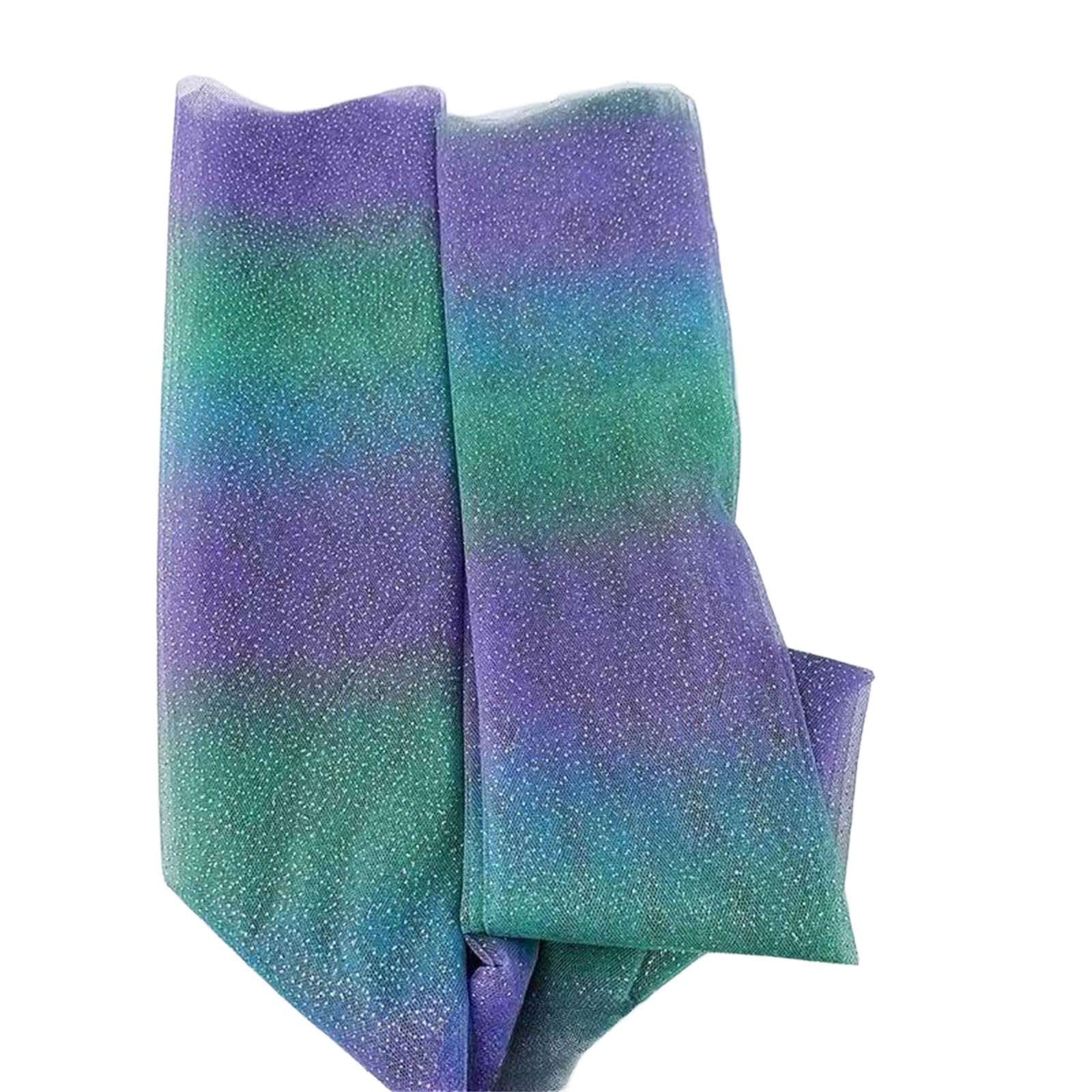 Carotoe Blue Green Purpl Shimmering Tulle Sheer Cloth 150Cm Wide Light Polyester For Evening Gown Decoration Project Light Weight Tulle Fabric