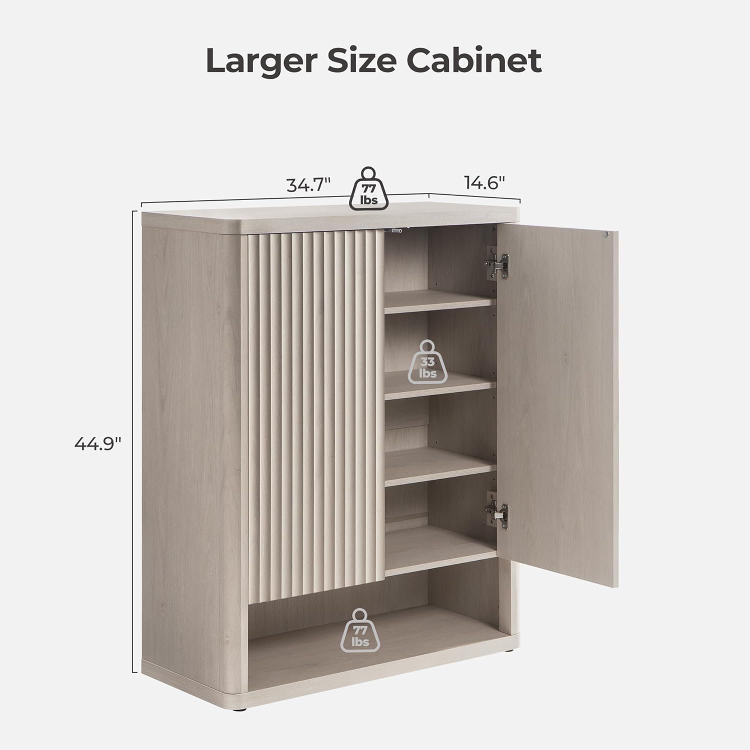 SICOTAS Shoe Cabinet 44" Tall Large Storage Organizer Modern Shoe Rack with Doors & 4 Shelves Mid Century Free Standing 6-Tier Cabinet for Entryway Hallway Living Room Closet
