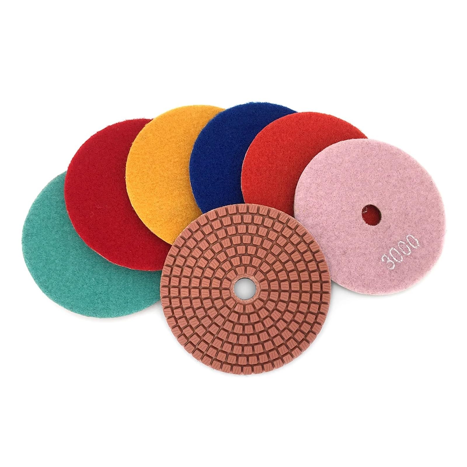 10 szt./zestaw 4-calowe elastyczne podkładki polerskie do kamienia na mokro do marmuru i granitu, narzędzia ścierne(MIX 7 GRIT 10 PCS_10 PCS_4 INCHES)